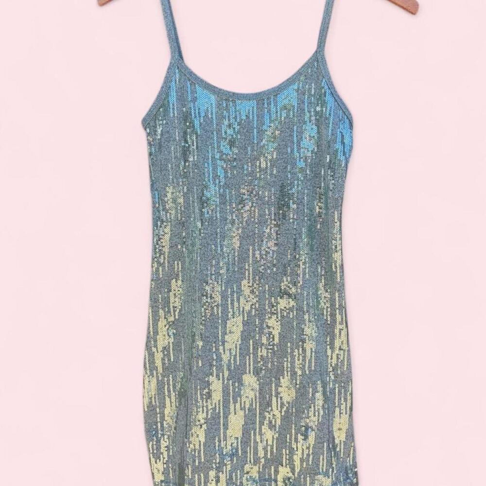 Silver sequin metallic cami mini